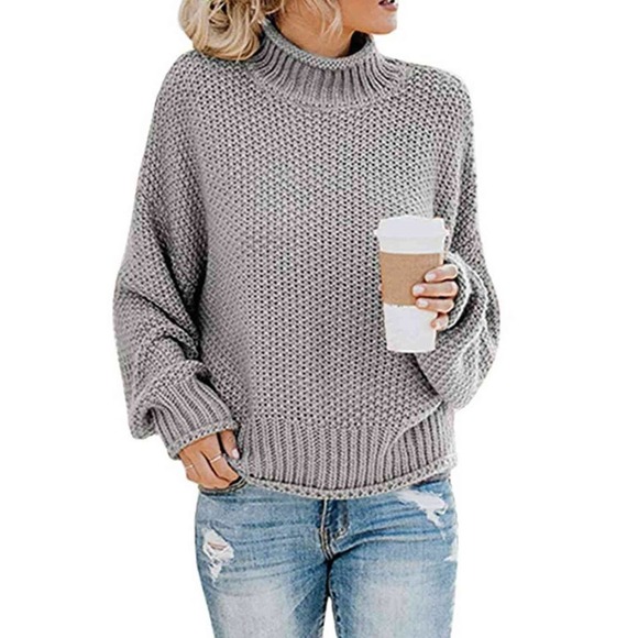 Knit Turtleneck Sweater in Gray - Picture 3 of 11